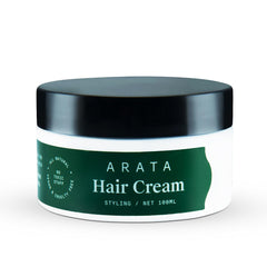 Arata All Natural Styling & Strong Hold Hair Cream (100 Gm) With Organic Flaxseed & Olive Oil | Vegan & Cruelty Free Styling & Hair Growth Formula| hair cream For Men & Women