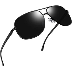 Joopin Polarized Sunglasses for Men, Classic Military Rectangular Sun Glass with Metal Frame UV Protection