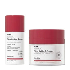 Hanskin Retinol Power Duo Vitamin A Glow Serum & Cream Skin Renewal, Wrinkle Care & Anti Aging Treatment for All Skin Types Korean Skincare Set, K Beauty Retinol Routine