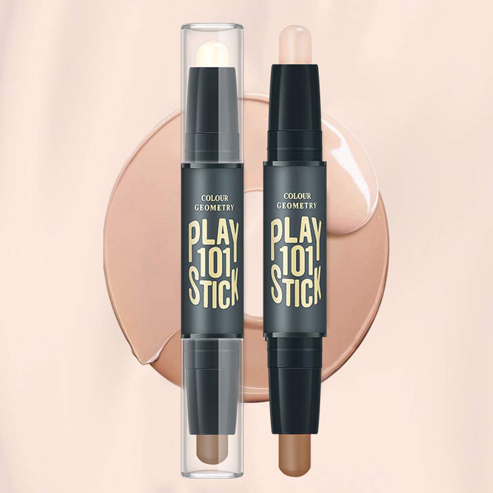 Double Head 2 Colors Comestic Contour Stick Pen Highlight Brightening Concealer Pen Pencil Nose Eye Shadow 3D Face Bronzer Pen Perfect Concealing Blemish