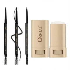 O'CHEAL 3Pcs Waterproof Eyebrow Pencil Dark Brown and Hydrating & Nourishing Eye Serum Stick