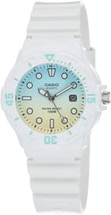 Casio Womens Quartz Watch, Analog Display and Resin Strap White/Turquoise Gold