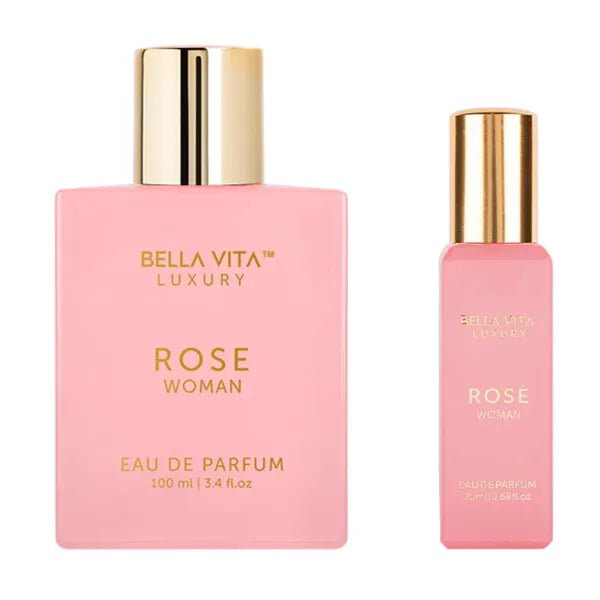BellaVita Luxury Rose Eau De Parfum Combo for Women – Sweet Floral & Oriental Fragrance with Amber Vanilla, Black Currant, Rose & Jasmine, Long-Lasting