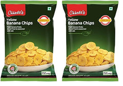 Chheda'S Banana Chips, Yellow, 170 Gm Fresh Banana Finely Sliced Fried & Seasoned With Salt | Authentic Indian Namkeen Traditional Snacks | 100% vegetarian (Pack of 2)