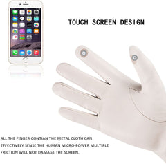 REDESS Winter Leather Gloves for Women, Wool Fleece Lined Warm Gloves, Touchscreen Texting Thick Thermal Snow Driving Gloves - Beige