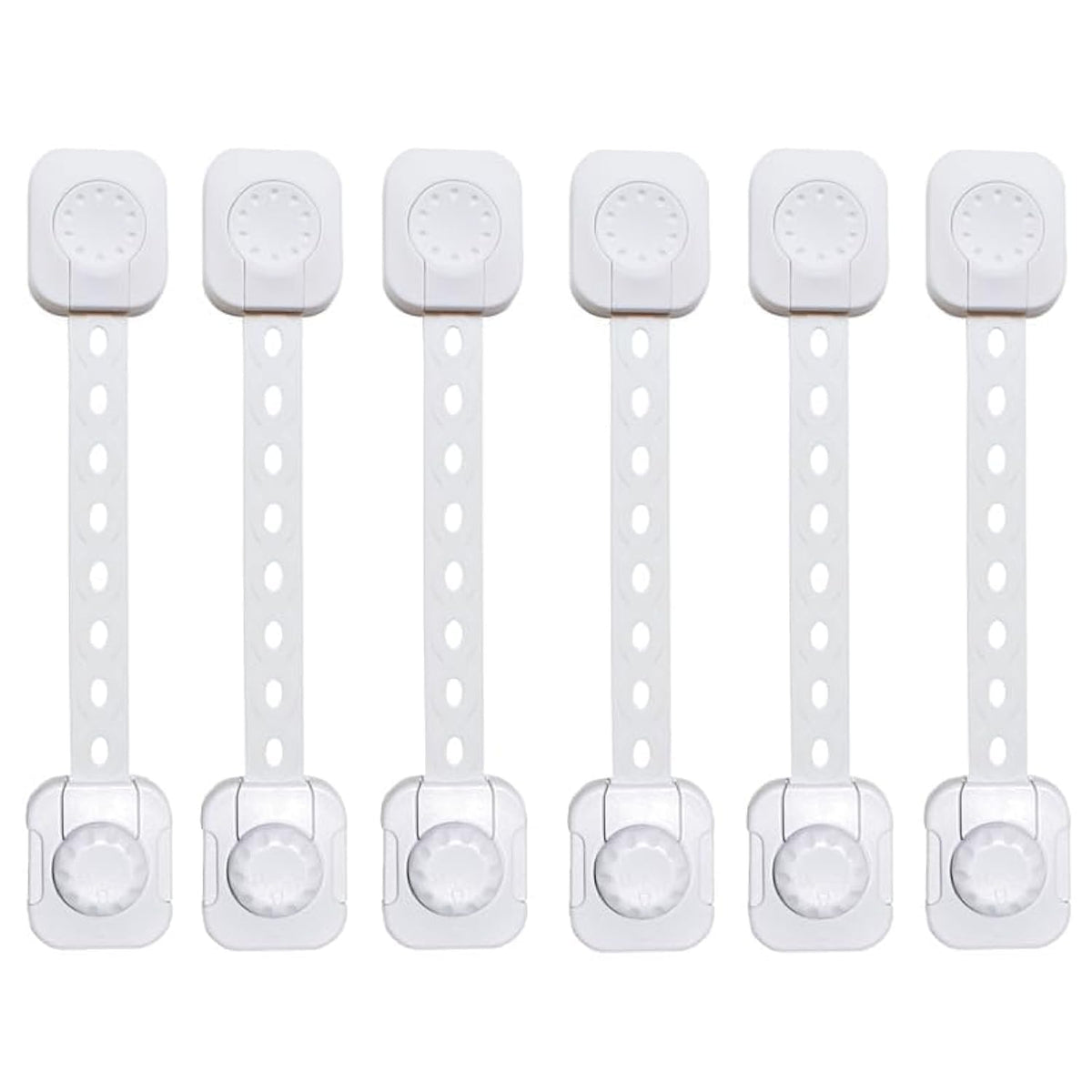 H&A Child Safety Latches - Child Locks for Cabinets - 3M Adhesive Drawer locks for Babies - Adjustable Baby proofing set for Cupboard, Toilet, Oven, Fridge, Door, Window (White, pack of 6)