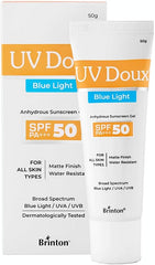 Brinton UV Doux Blue Light Sunscreen Protection Gel SPF 50 PA+++ | (50g) | For Men & Women | UVA/UVB Protection | Matte Finish & Water Resistant | For All Skin Types