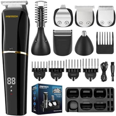 PRITECH Beard Trimmer for Men, 6 in 1 Hair Clippers Kit, Precision Cordless Grooming Kit Waterproof IPX6 for Beard, Hair, Body, Nose, Ear, with Foil Razor