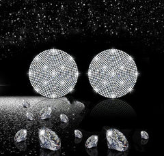 NBTEPEM 2pcs Bling Car Cup Holder Coaster, 2.75 inch Anti-Slip Shockproof Universal Fashion Coasters Insert Crystal Rhinestone Automotive Interior Accessories for Women (2 pcs, White)