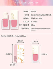 DEROL Liquid Blush Mousse Cream Blushes For Cheeks Face Palette Bronzer Highlighter Shape Contour Stick Moisturizing And Breathable Matte Finish Long-wearing Waterproof (Love Me 01#) Pack Of 1, 19 ml