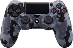 eWINNER Camouflage Grey Soft Silicone Rubber Case Cover Compatible with Sony Station DUALSHOCK 4 PS4/Slim/Pro Controller Skin Thumb Grips(x8) Joystick Stick Grips Caps (Grey)