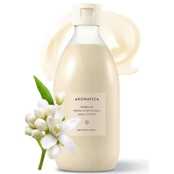 AROMATICA Embrace Body Lotion Neroli & Patchouli 10.14oz / 300ml, Vegan | Naturally-derived Aromatic Fragrance | Soothing & Moisturizing Body Lotion