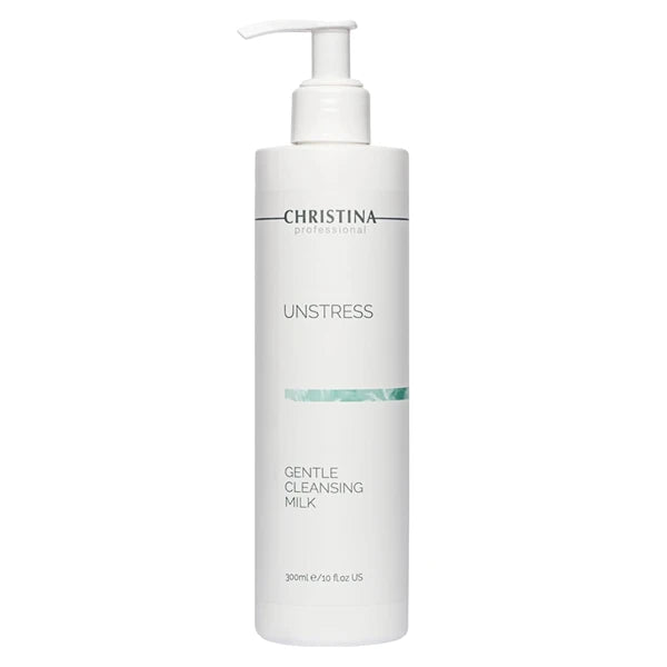 Christina Unstress Soap-Free Gentle Cleansing Milk 300ml – Face & Eye Makeup Remover with Calendula & Vitamin E – Soothing Cleanser for All Skin Types