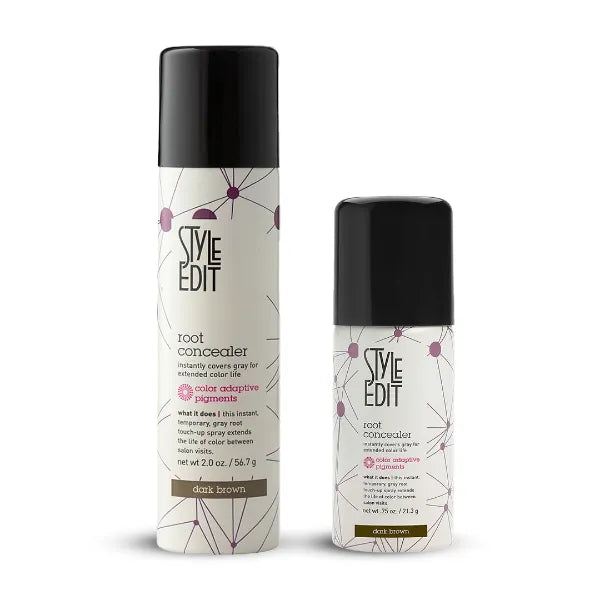 Style Edit Dark Brown Travel Size and Full Sized Root Concealer Duo to Cover Up Roots and Grays For Hair Coloring, Shine Enhancing