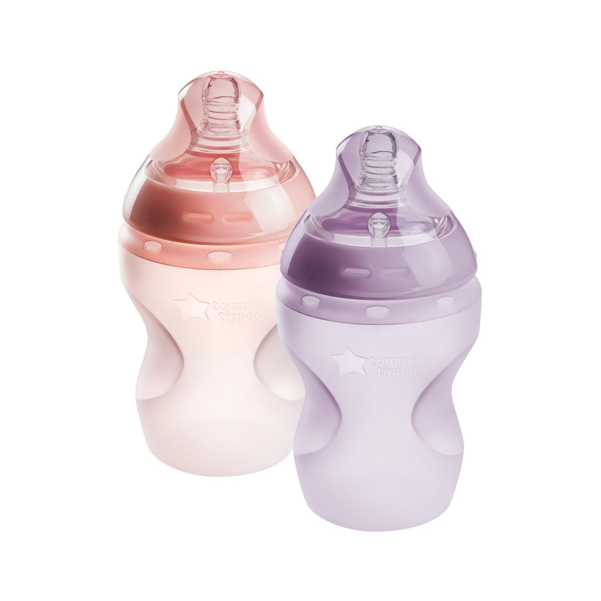 Tommee Tippee Closer to Nature Soft Feel Silicone Baby Bottle, Slow Flow Breast-Like, Anti Colic, Stain and Odor Resistant (9oz, 2 Count, Pink)