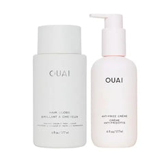 OUAI Smooth + Shine Bundle Includes Anti Frizz Cream + Hair Gloss Frizz Control + Shine Enhancing Hair Set 2 Count, 6 Oz/6 Oz
