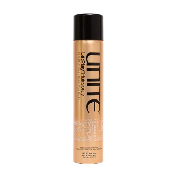UNITE Hair Lé:Play Hairspray, Flexible Light to Medium Hold Styling Spray, Brushable, Non-Flaking with Natural Satin Finish, Thermal Protection – 10 Oz