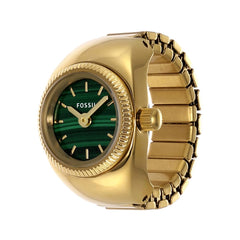 FOSSIL ES5308 Two Hand Ring Watch for Women, 15 mm Case Diameter, Gold/Green