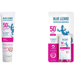 BLUE LIZARD Baby Mineral Sunscreen Bundle SPF 50+ – 5 oz Tube + Sunscreen Stick with Zinc Oxide