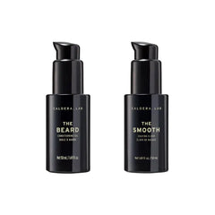 Caldera + Lab The Smooth & The Beard Bundle, Exfoliating & Organic Shaving Elixir & Balancing & Nourishing Beard Oil Duo with Antioxidant Botanicals