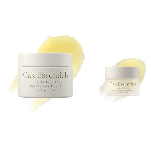Oak Essentials Moisture Rich Face Balm & Hydra Eye Balm Set, Balm-to-Oil Melting Moisturizer, Hydrating Nourishing Skincare for Dry Skin and Visible Glow
