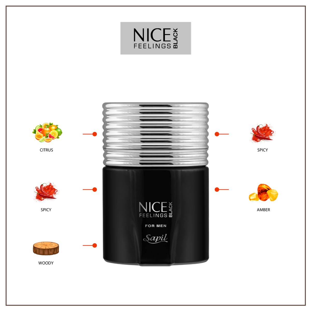 Sapil Nice Feeling Black for Men Eau De Toilette 75ml