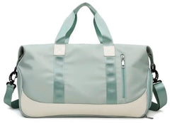 Leisure Sports Gym Duffel Bags for Women Waterproof Travel Hand Luggage Bag (Green & White)