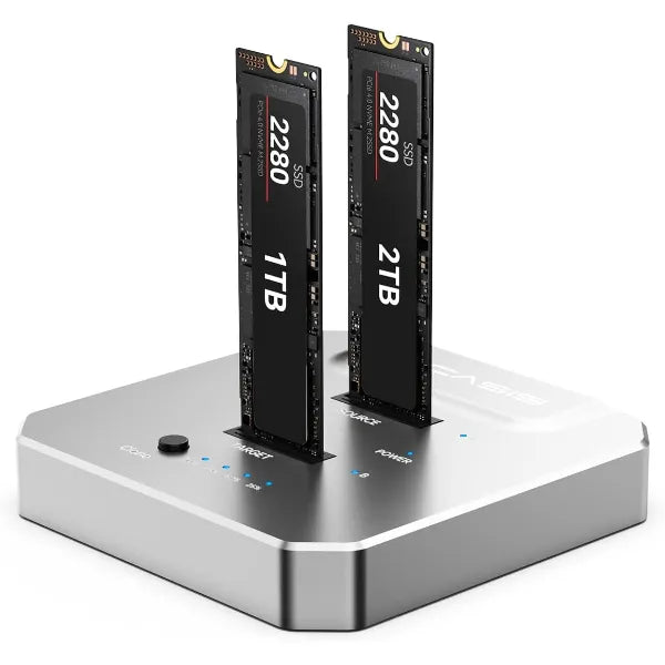 ACASIS 20Gbps M.2 NVMe SSD Cloner & Docking Station – Dual-Bay Offline Duplicator with Aluminum Heat-Dissipation Enclosure, Tool-Free USB Adapter for M-Key PCIe NVMe SSDs