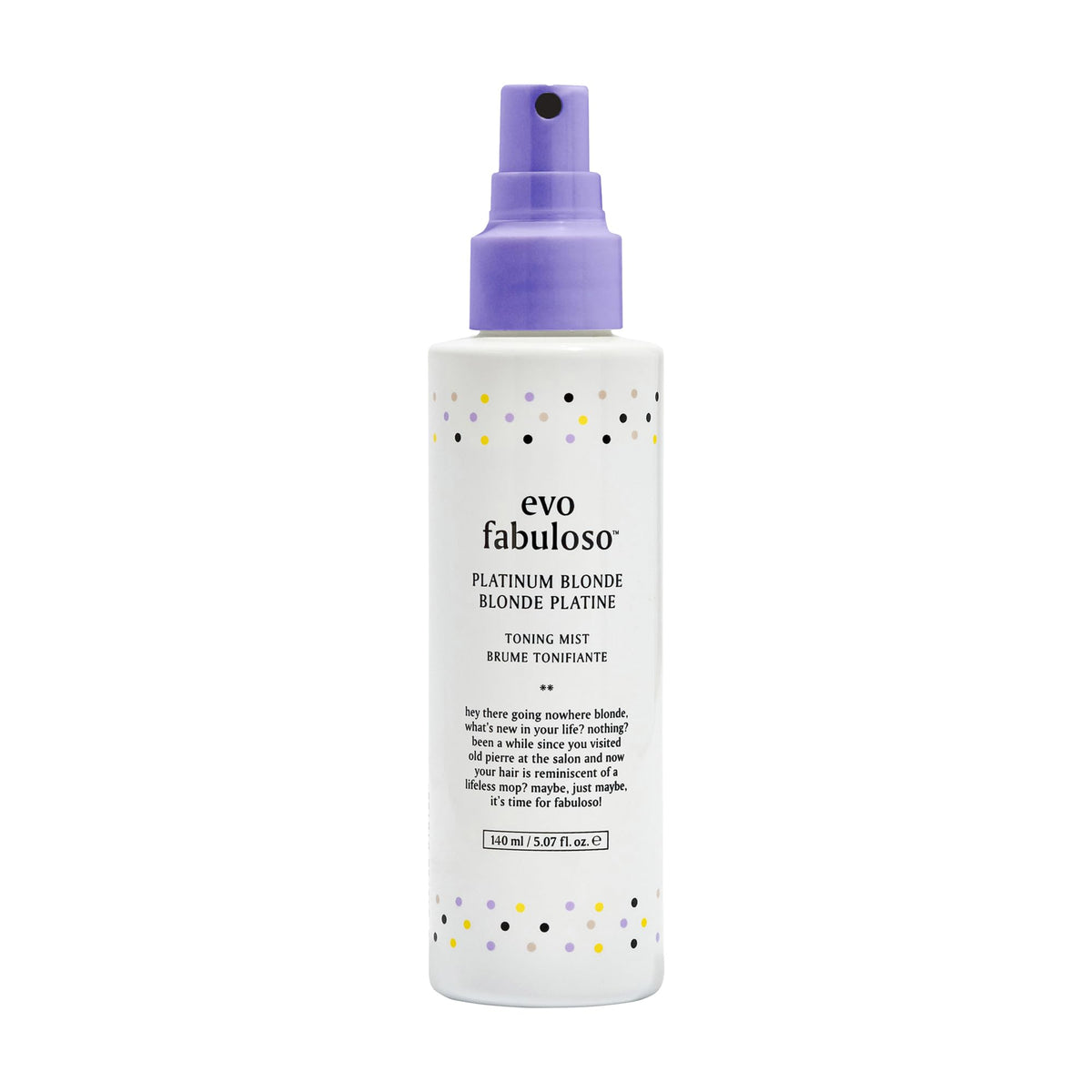 EVO Fabuloso Platinum Blonde Toning Mist, Enhances Hair Vibrancy Promotes Shine and Neutralizes Yellow Tones - 140 ml
