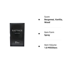 Dior 2018 Sauvage Eau de Parfum Sample Vial Spray .03 oz / 1 ml