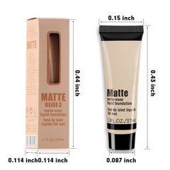 2 Pack Liquid Foundation Cream for Face Makeup, Durable Full Coverage Matte Concealer Make Up, Oil Control & Waterproof Base Primer, Concealer Repair Nourishing Nude Makeup Liquid Foundation, BEIGE 6