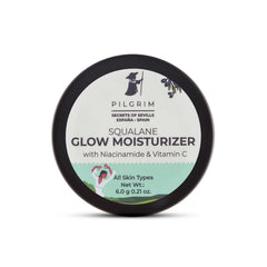 Pilgrim Squalane (Plant) Glow Moisturizer (Mini) for face with Niacinamide & Vitamin C | Moisturizer for dry skin hydration | Face moisturizer with vitamin c for glowing skin | Non-greasy | 8 gm
