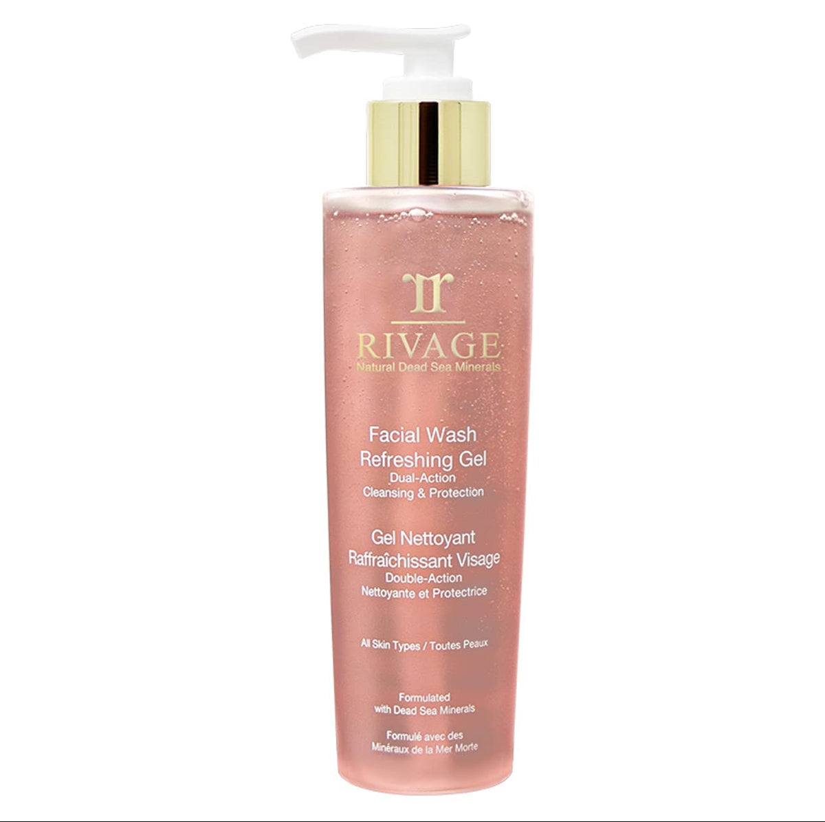 RIVAGE NATURAL DEAD SEA MINERALS Facial wash Refreshing Gel 180 ml DUAL ACTION CLEANSING and PROTECTION ENHANCED with DEAD SEA SALT