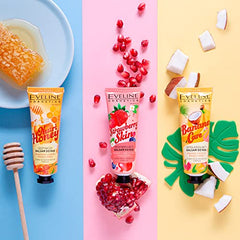 Eveline Cosmetics Regenerating Hand Balm with Strawberry Skin | Infused with Pomegranate, Acai Berries and Shea Butter | With Fast Absorbing Formula | 50ml