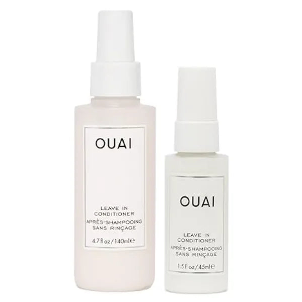 OUAI Leave In Conditioner Bundle Multitasking Heat Protectant Spray for Hair Prime Hair for Style, Smooth Flyaways, Add Shine & Use as Detangling Spray 2 Count, 1.5 Oz/4.7 Oz