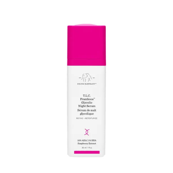 Drunk Elephant T.L.C. Framboos Glycolic Serum - Exfoliating AHA Serum - Clean Clinical Skincare - Cruelty-Free - Dermatologist-Tested - Free of Essential Oils, Silicones, and Fragrance