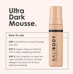 BALIBODY Ultra Dark Self Tanning Mousse 200ml Plus Balibody Self Tan Remover and Mitt Glove Free