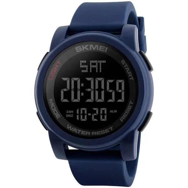 SKMEI Digital Men's Sports Watch Waterproof Multifunction Dual Time Silicone - Blue