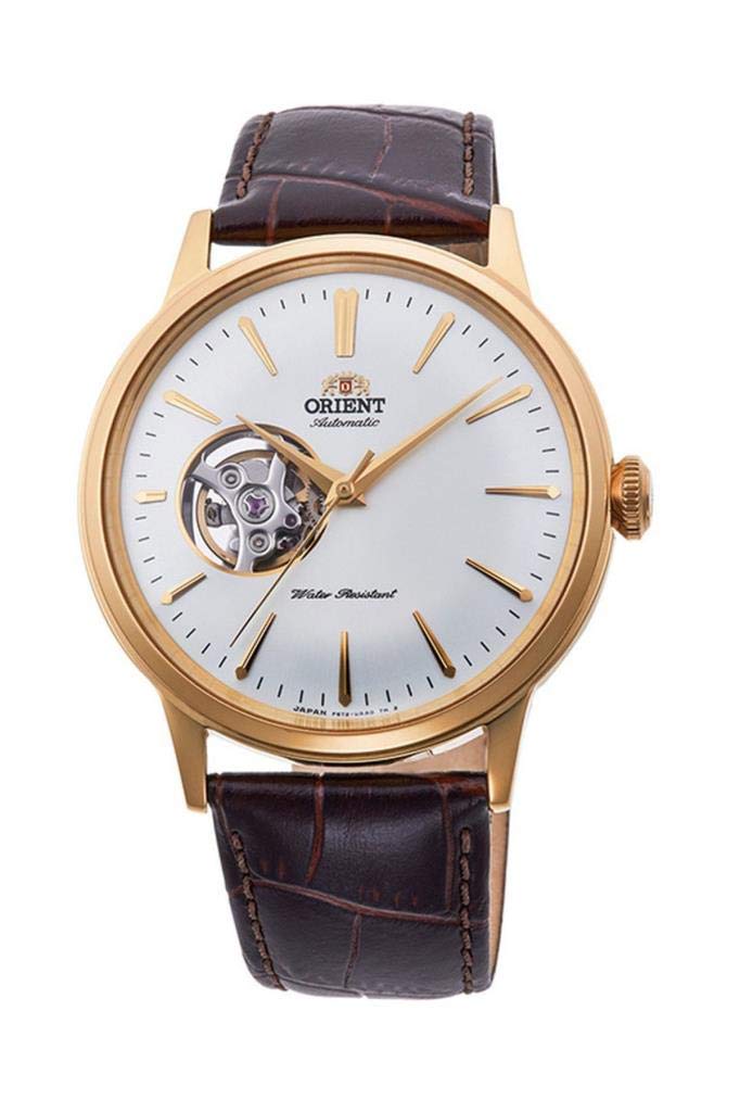 Orient Bambino Open Heart-Armbanduhr aus japanischem Edelstahl und Leder