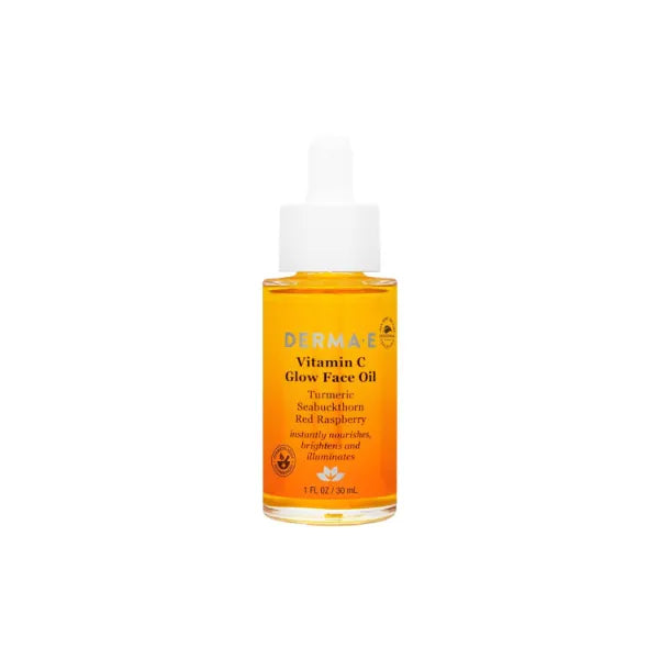 Derma E Vitamin C Glow Face Oil, 1 Fl Oz, Nourishes, Brightens and Illuminates for Radiant Skin, Moisturizing Vitamin C Oil with Turmeric, Seabuckthorn and Red Raspberry