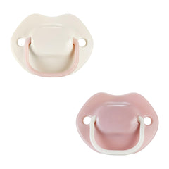 Tommee Tippee Moda Soothers for Newborns, Symmetrical Orthodontic Design, BPA-Free Silicone Baglet, Includes Steriliser Box, 0-6m, Pack of 2, Pink