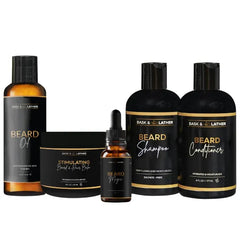 Bask & Lather Co. Healthy Men’s Hair & Beard Care Kit – Hair Growth Routine Set with Beard Oil, Shampoo, Conditioner & Scalp Moisture System for All Hair & Beard Types
