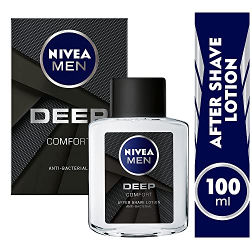 NIVEA MEN After Shave Lotion, DEEP Antibacterial Black Carbon Woody Scent, 100ml