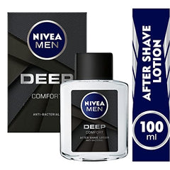NIVEA MEN After Shave Lotion, DEEP Antibacterial Black Carbon Woody Scent, 100ml