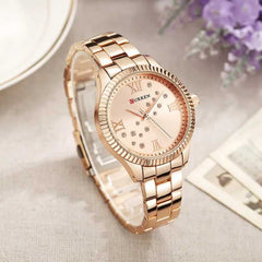 CURREN Watch 9009 Women's Quartz Watch Designer Crystal Wristwatch Ladies Watch (with Original Box) - ROSE