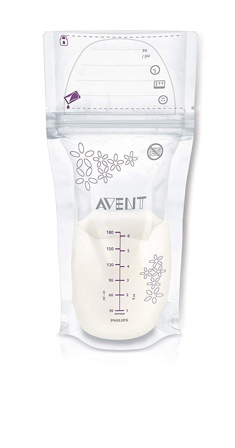 Philips Avent Breast Milk Storage Bags, Clear, 180 ml, 50 Pack