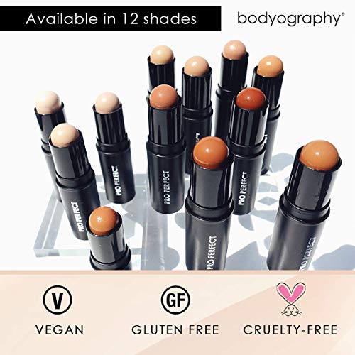 Bodyography Pro Perfect Foundation Stick - Demi-Matte Finish with A Natural Look - Enhancer for Concealing, Highlighting, and Contouring - Vitamin C & E (Cream)