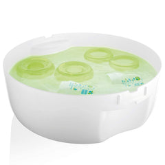 MAM Microwave Steam Steriliser, Comes with 2 x MAM Easy Start Self Sterilising Anti-Colic Baby Bottles and Baby Soother, Bottle Steriliser for Babies