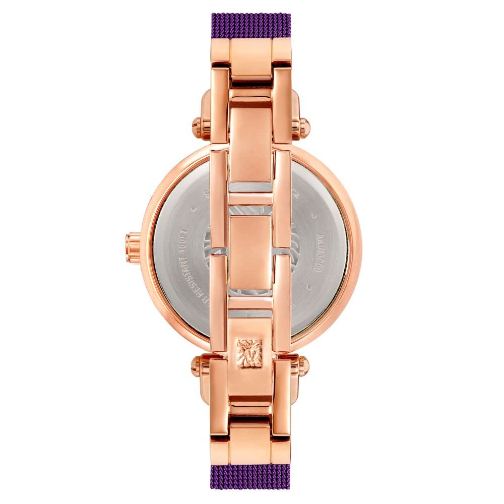 Anne Klein Women's Quartz Watch with Analog Display and Stainless Steel Bracelet AK3000RGPR, Purple