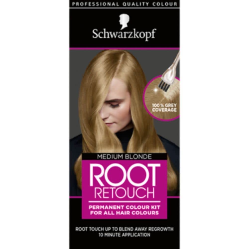 Schwarzkopf Root Retouch Permanent Root Concealer, Blonde Hair Dye Ideal for Improving the Growth of Grey Roots, Ammonia-Free, Medium Blonde